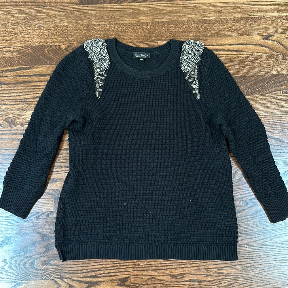 (Flawed) Topshop Knit Sweater with Embellished shoulders